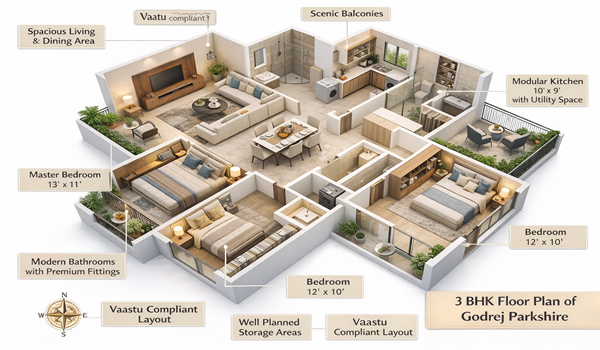 3 BHK Floor Plan
