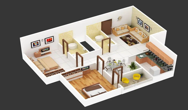 2 BHK Floor Plan Snapshot